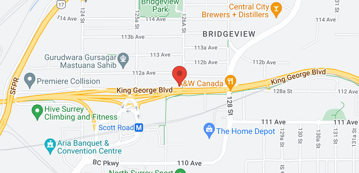 map of 12665 KING GEORGE BOULEVARD